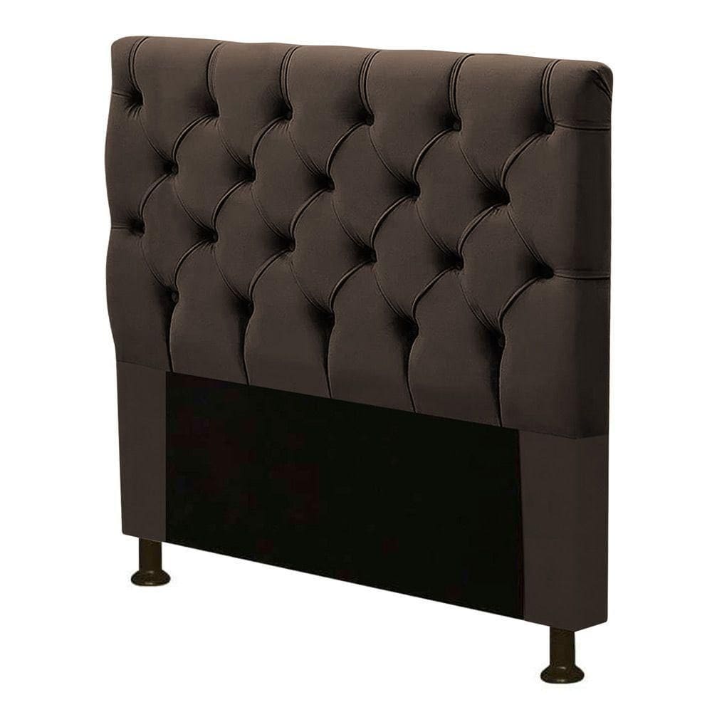 Cabeceira Box Solteiro Cristal 90cm Suede Marrom Chocolate