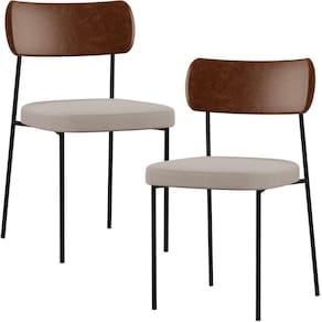 Kit 02 Cadeiras Sala De Jantar L02 Marrom Bege