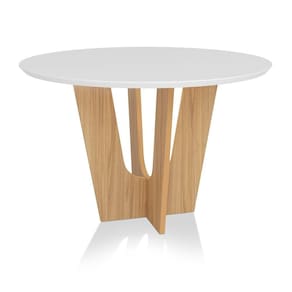 Mesa De Jantar Ravi C03 Redondo 120 Cm Laca Branco freijó