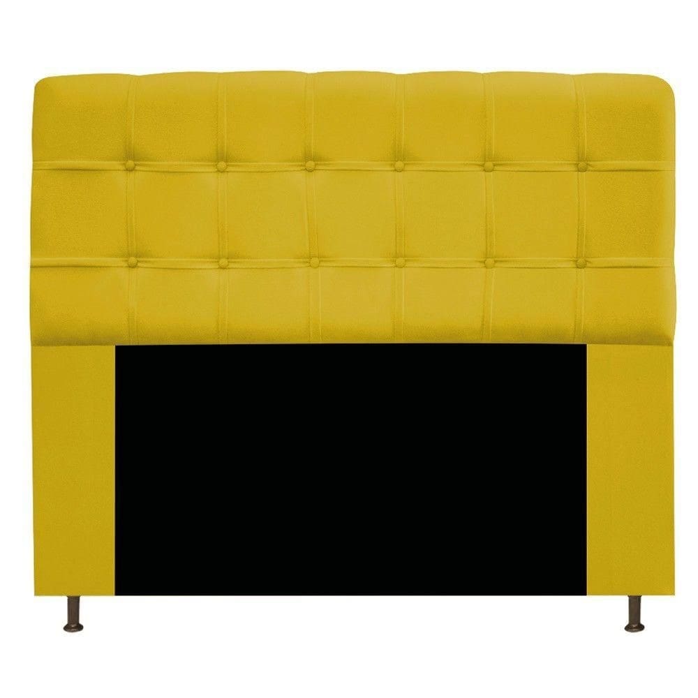 Cabeceira Mel 140 Cm Casal Com Botonê Suede Amarelo