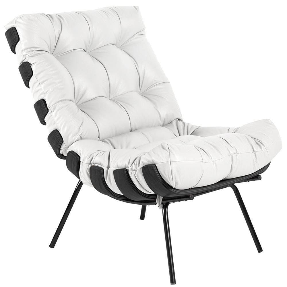Poltrona Costela Preto L04 Couro Branco