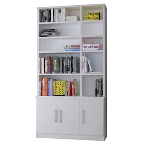 Estante Livreiro 3 Portas 5 Prateleiras Com Nichos Legend F04 Branco