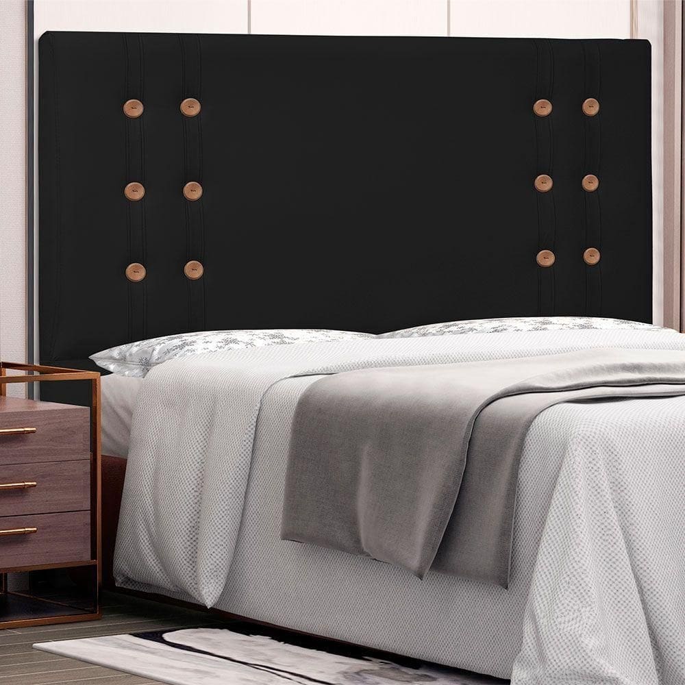 Cabeceira Gênova Para Cama Box Solteiro 90cm Corino Preto