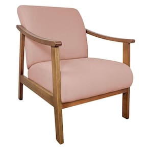 Poltrona Liz Base Madeira Suede Cor Rosê