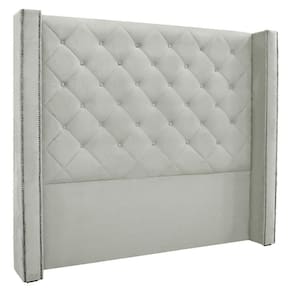 Cabeceira Queen 1,60m Vicenza Veludo Cinza Prata