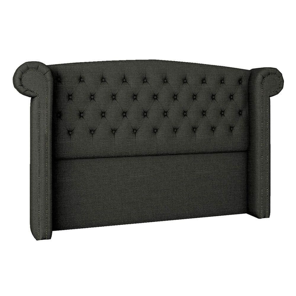 Cabeceira King Lyon P04 195 Cm Suede Cinza Escuro