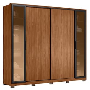 Guarda Roupa Casal Laredo Nogueira Touch Flex com Vidro Reflecta e Pés Demóbile - Demartêz