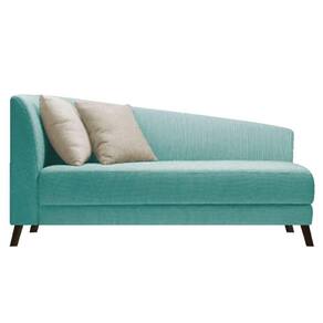 Recamier Heitor 140cm Com Almofada Lado Direito Suede Cor Azul Tiffany/bege