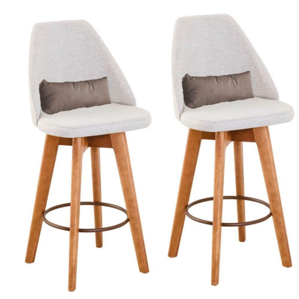 Kit 02 Banquetas Bege Claro E Almofada Sintético Bege