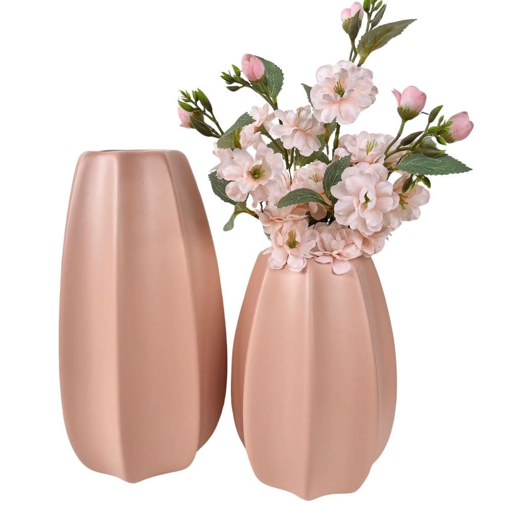 Dupla vaso centro de mesa grande médio rosa em alto relevo