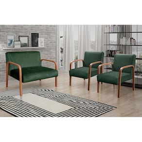 Conjunto Decorativo Anita Namoradeira + Poltronas Sala, Recepção Verde 270