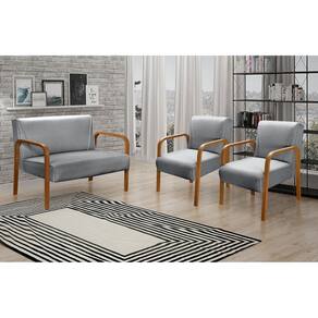 Conjunto Decorativo Anita Namoradeira + Poltronas Sala, Recepção Cinza 320