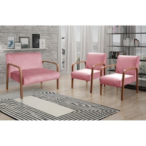 Conjunto Decorativo Anita Namoradeira + Poltronas Sala, Recepção Rosa 390