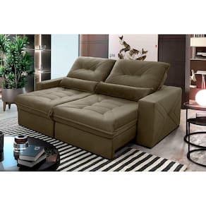 Sofá Retrátil Reclinável Sevilha 2,30m Suede Velut Bege Molas Ensacadas - King House