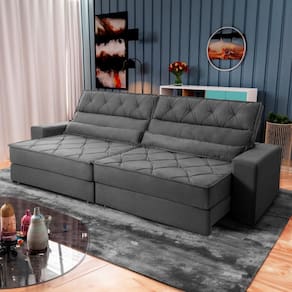 Sofá Retrátil Reclinável 3,00m Albany Suede Velut Cinza Molas Ensacadas - King House