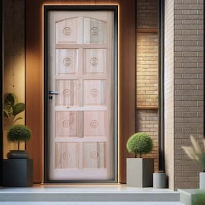 Kit Porta de Madeira Maciça Torneada Eucalipto 210x82cm Batente 14cm Uniportas Natural
