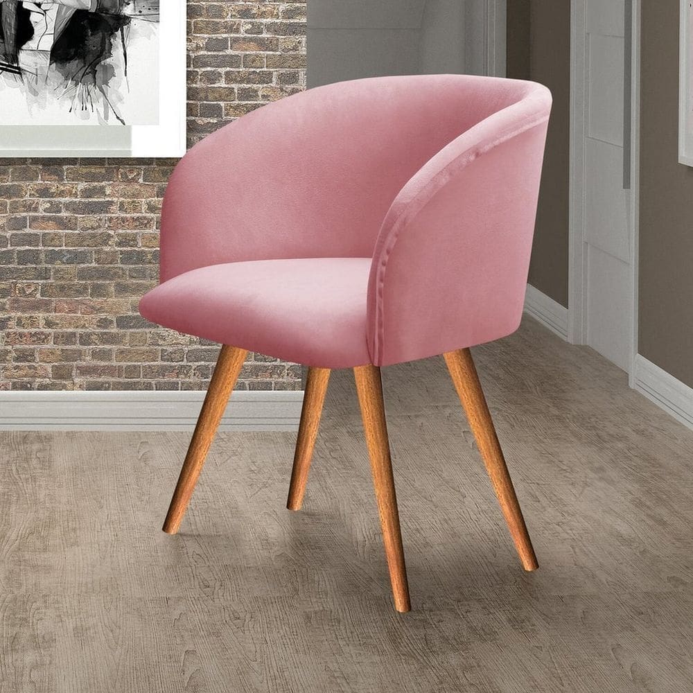 Poltrona Atenas Pé Palito Decorativa para Sala de Estar Rose
