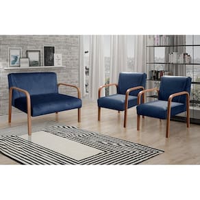 Conjunto Decorativo Anita Namoradeira + Poltronas Sala, Recepção Azul 210