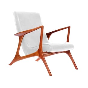 Poltrona Couro Natural Branco Vk Anos 50 Cor Branco