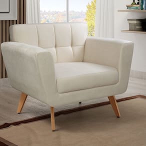 Kit 2 Poltronas Decorativas Bruna Sala de Estar Quarto Recepção Bege Claro