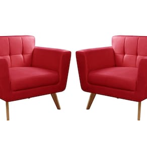 Kit 2 Poltronas Decorativas Bruna Sala de Estar Quarto Recepção Vermelho