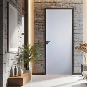 Kit Porta de Madeira Lisa Primer 210x62cm Batente 11cm Branco