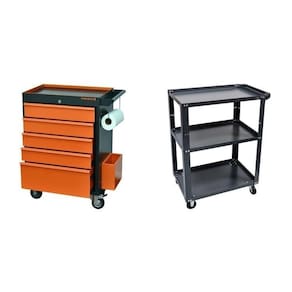 Conjunto 2 Carros de Ferramentas Profissional 5 Gavetas Presto Laranja