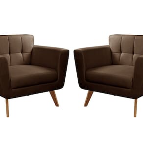 Kit 2 Poltronas Decorativas Bruna Sala de Estar Quarto Recepção Marrom