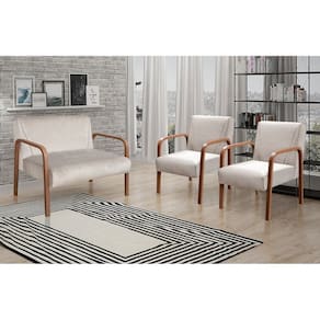 Conjunto Decorativo Anita Namoradeira + Poltronas Sala, Recepção Bege Claro 080