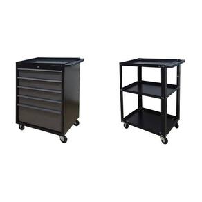 Conjunto 2 Carros de Ferramentas Profissional 5 Gavetas Presto Preto
