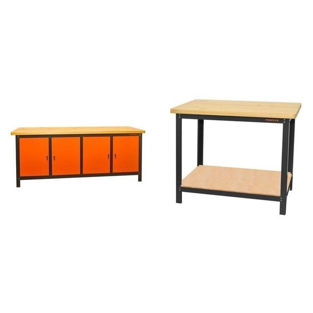 Conjunto 2 Bancadas de Ferramentas Profissional Fechada 200cm Presto Laranja