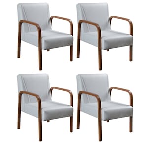 Kit 4 Poltronas Anita Conjunto Cadeiras Moderna Braço Madeira Branco