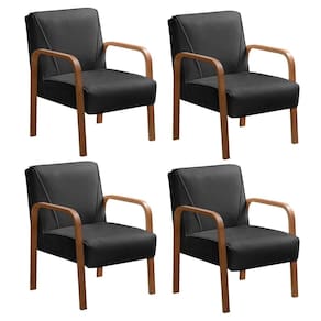 Kit 4 Poltronas Anita Conjunto Cadeiras Moderna Braço Madeira Preto