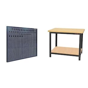 Conjunto de Organização Profissional 1 Bancada Aberta 110cm 1 Painel para Ferramentas em Aço Presto Preto
