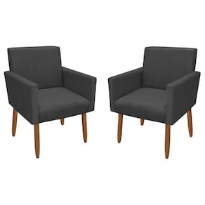 Kit 2 Poltronas Decorativa Nina Veludo Cinza Grafite