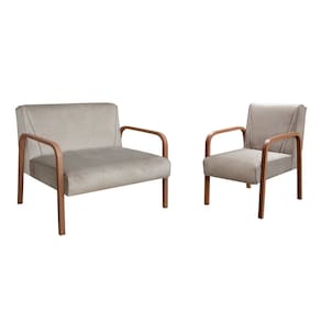 Conjunto Decorativo Anita Kit Namoradeira + Poltrona Sala, Recepção Capuccino 250