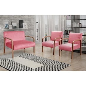 Conjunto Decorativo Anita Namoradeira + Poltronas Sala, Recepção Rosa 280