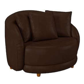 Poltrona Decorativa Para Sala De Estar Fixa Pés Madeira Witta M03 Corano Marrom