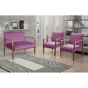 Conjunto Decorativo Anita Namoradeira + Poltronas Sala, Recepção Roxo 380