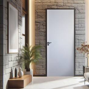 Kit Porta de Madeira Lisa Primer 210x92cm Batente 14cm Uniportas Branco