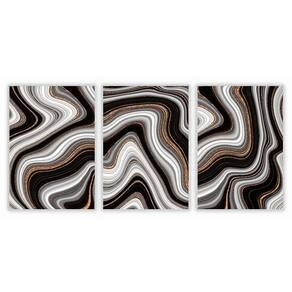 Kit Com 3 Quadros Decorativos Abstratos Com Moldura Para Sala Quarto Escritório 72x1022 Abstrato 020