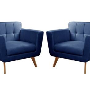 Kit 2 Poltronas Decorativas Bruna Sala de Estar Quarto Recepção Azul Marinho