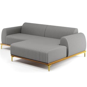 Sofá 5 Lugares Com Chaise Molino 320cm Cinza Escuro C-416