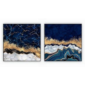 Kit Com 2 Quadros Decorativos Abstratos Com Moldura Para Sala Quarto Escritório 72x72 Abstrato 012