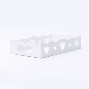 Kit Com 12un De Bandeja De Coração Para Café Da Manhã 100% Mdf (24x15x05) Branco
