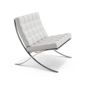 Poltrona Barcelona Base Inox Branco Cor Branco