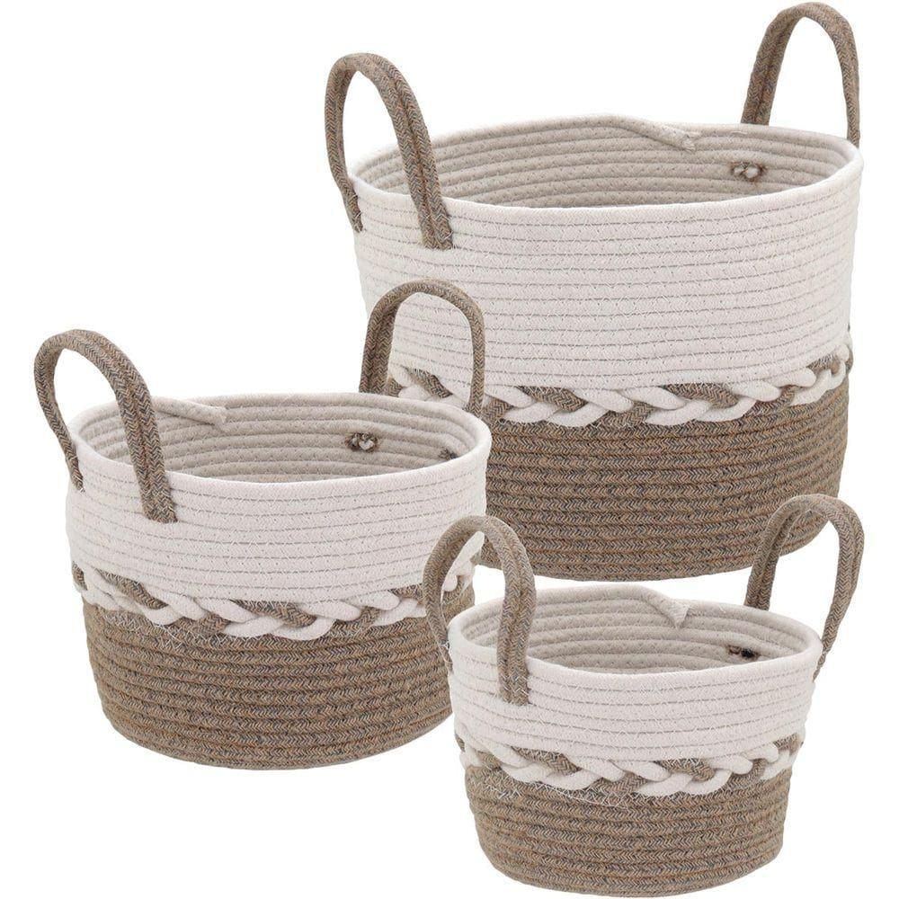 Caterrine Cesta Tecido Marrom 3Pç