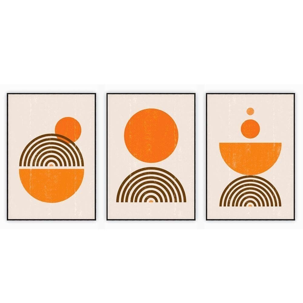 Kit Com 3 Quadros Decorativos Abstratos Com Moldura Para Sala Quarto Escritório 52x723 Abstrato 017