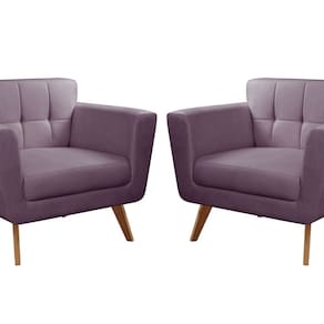 Kit 2 Poltronas Decorativas Bruna Sala de Estar Quarto Recepção Roxo
