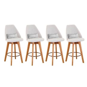 Kit 04 Banquetas Bege Claro E Almofada Sintético Branco
